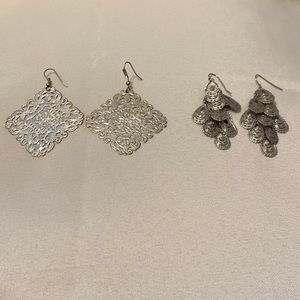 2 pair of silver earrings. Boho vibe. Chandelier style. Flowy dangles.